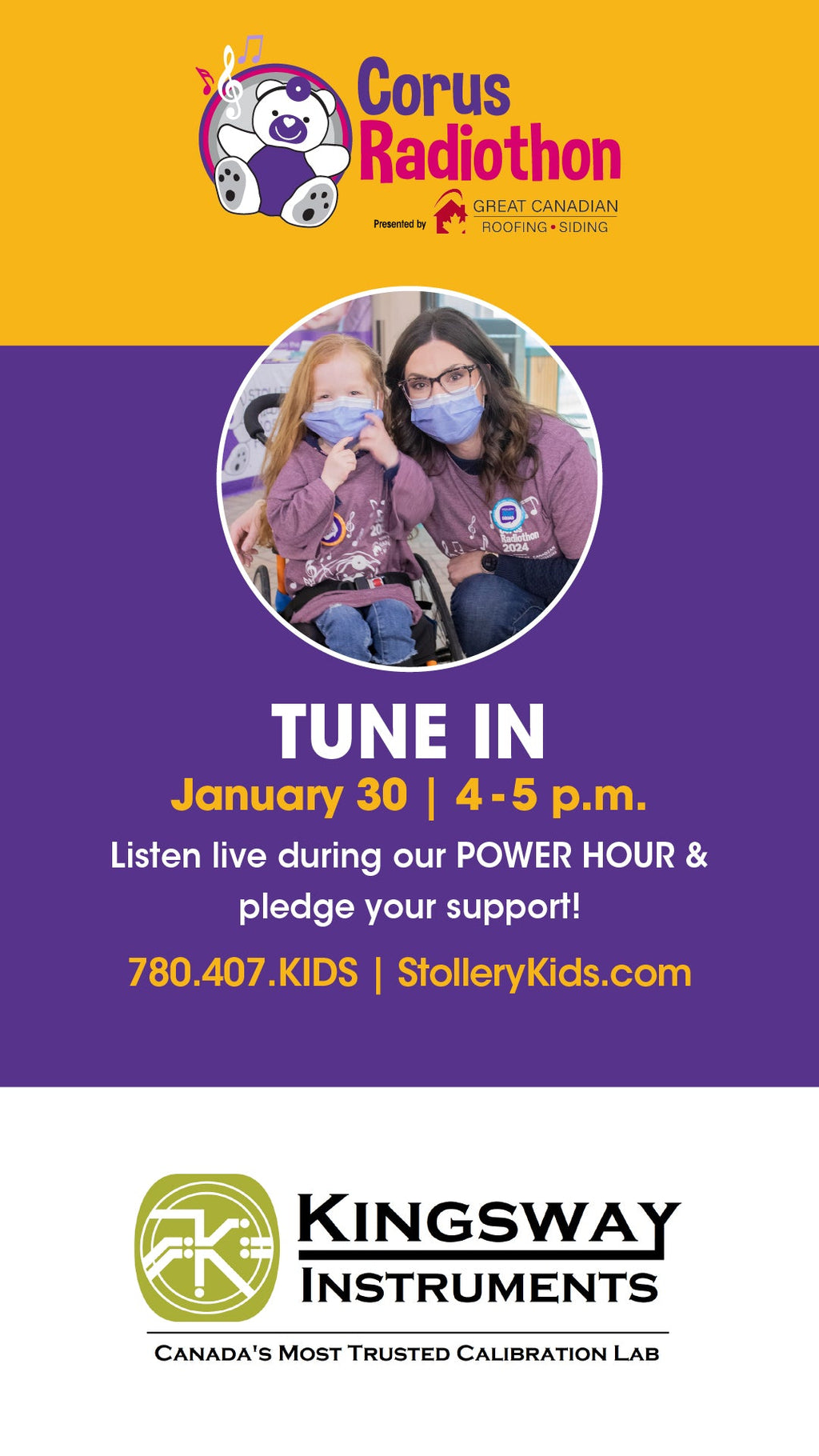 Corus Radiothon Stollery POWER HOUR with Kingsway Instruments