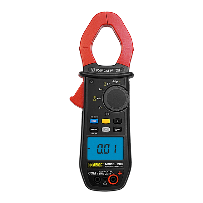 AEMC 203 True RMS Clamp Meter with Temperature, 600AAC/900ADC