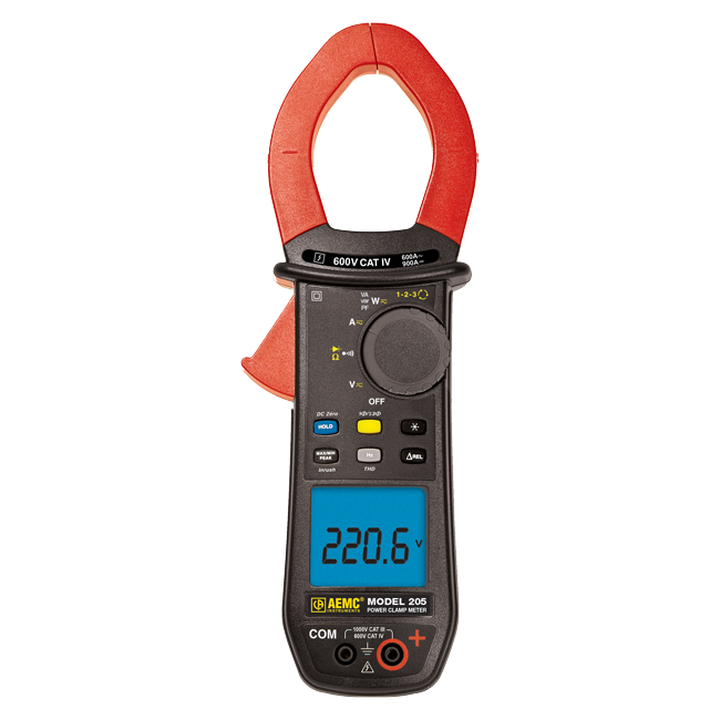 AEMC 205 True RMS Clamp Meter with Phase Rotation, 600AAC/900ADC