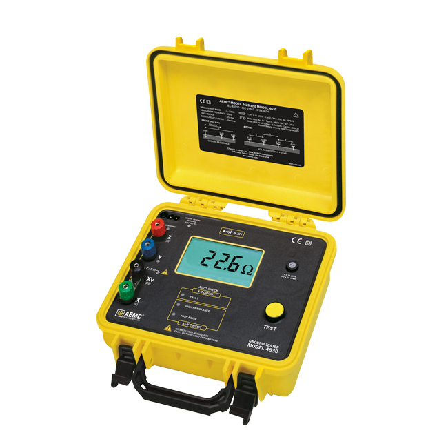 AEMC 4630 Rechargeable Ground Resistance Tester Kit, 4-Point, 300ft