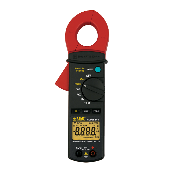 AEMC 565 True RMS Clamp-on Leakage Current Meter, 60mA-100A, 600V AC/DC