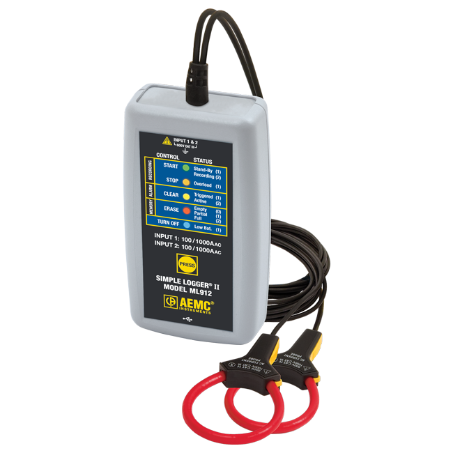 AEMC ML912 Simple Logger II AC Current Data Logger, 100/1000 A