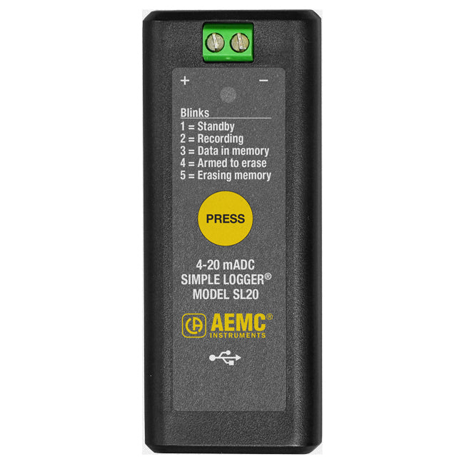 AEMC SL20 Simple Logger Data Logger, 4 to 20 mADC, Current