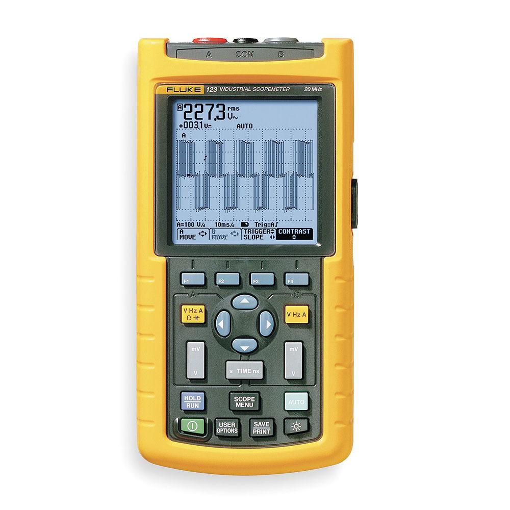 Fluke 123B Industrial ScopeMeter® Hand-Held Oscilloscope, 2 Channel, 20MHz