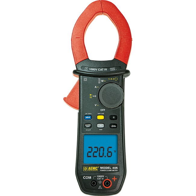 AEMC 405 True RMS Clamp Meter with Phase Rotation, 1000V AC/DC, 1000A AC/1500A DC