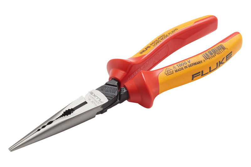 Fluke INLP8 Insulated Long Nose Pliers with Side Cutter & Gripping Zones, 1000V